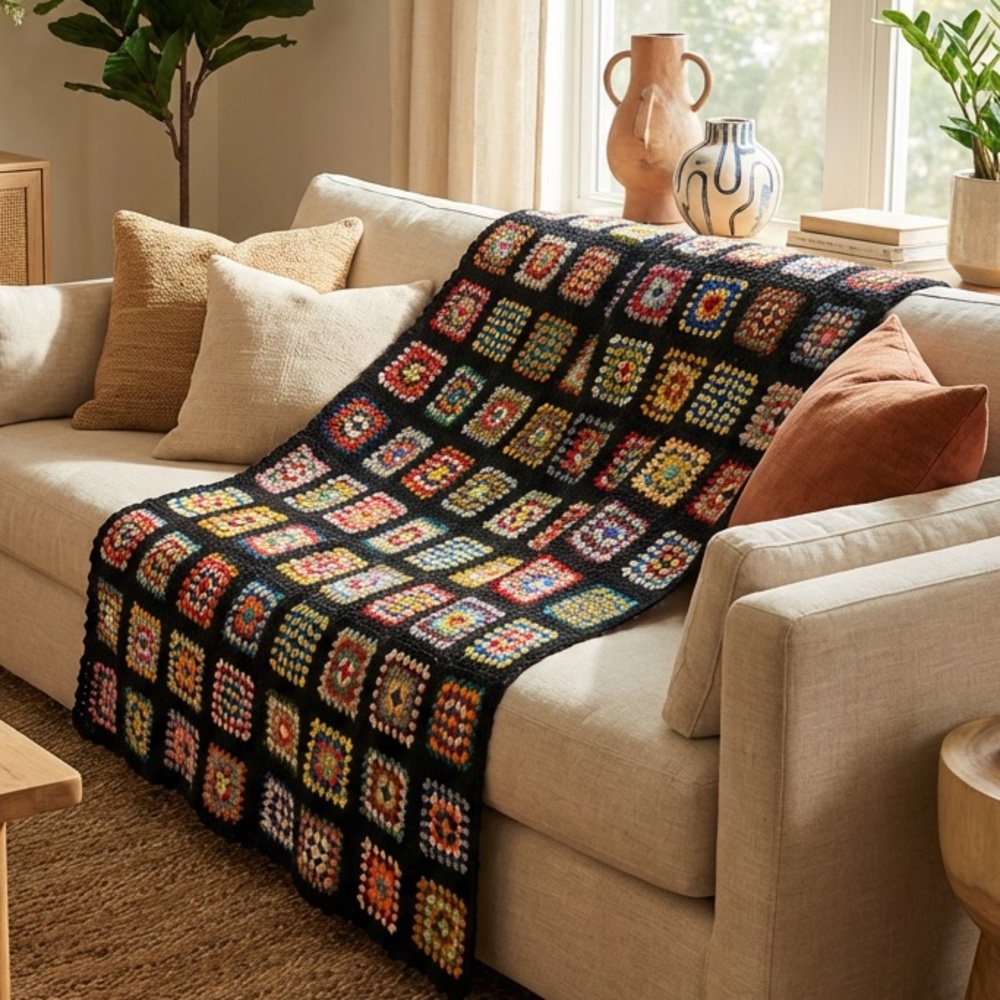 CROCHET GRANNY SQUARES BLANKET 49x70